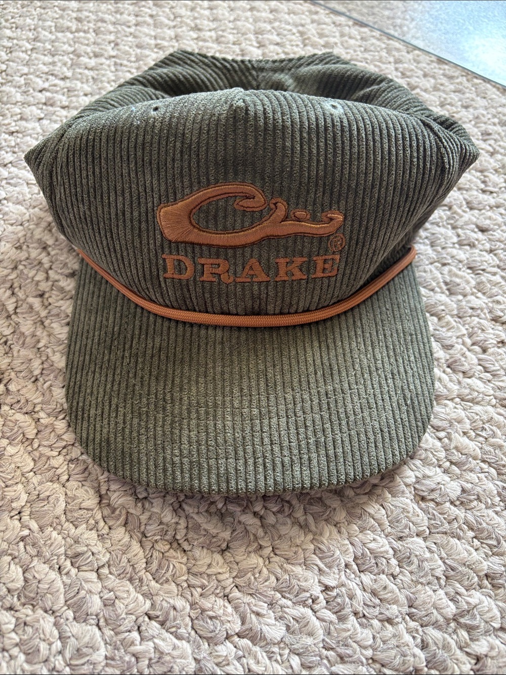Drake Olive Corduroy Cap with Tan Trim